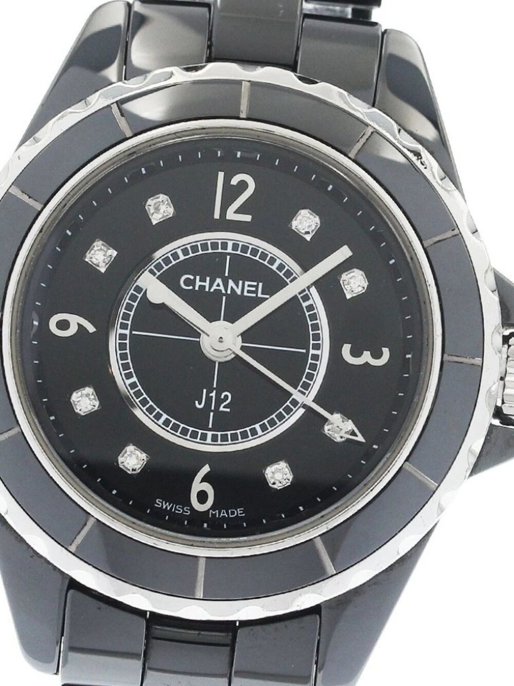 CHANEL J12 black ceramic H2569 8P diamond black Dial Quartz Ladies Watch_938331